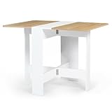 IDMarket EDI - Mesa plegable para 2-4 personas, de madera, color blanco, tablero de haya, 103 x 76 cm