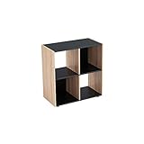 LOLAhome Estantería Cubo, Librería Estantería de 4 Cubos de Madera MDF Negra y Natural, Adecuada para Estudio, Oficina, Sala de Estar, Dormitorio