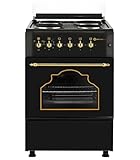 SOLTHERMIC F5S04E3RB COCINA ELECTRICA NEGRA RUSTICA CON MANDOS DORADOS/ANCHO 50 CMS / 4 FUEGOS/HORNO MULTIFUNCION 60 L. / ALTA GAMA