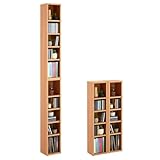 CARO-Möbel Carolina de Muebles CD DVD Estantería Soporte Chart, en Haya con 10 Compartimentos para Guardar hasta 160 CD, 20 x 186,5 cm (Ancho x Altura)
