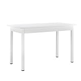[en.casa] Mesa de Comedor para 4 Personas Cocina 120cm x 60cm x 75cm Diseño Blanco