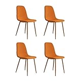 Alguer Living - Thea Orange - Pack 4 Sillas de Comedor, Sillas de Estilo Nórdico para Oficina o Eventos, Sillas Tapizadas Acolchadas, Color Naranja, Sillas de Cocina