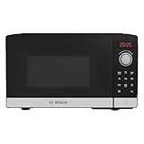Bosch FFL023MS2 Serie 2 - Microondas, 26 x 44 cm, 800 W, plato giratorio de 27 cm, tope de puerta izquierda, AutoPilot 7 7 programas automáticos, soporte de limpieza, pantalla táctil LED, acero