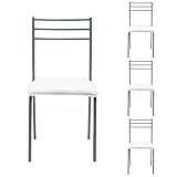 Homely - Pack de 4 sillas de Cocina Paris, Estructura de Metal en Color Gris, Asiento de PVC en Color Blanco, de 41x45x85 cm (Gris-Blanco)