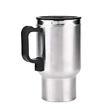 Keenso Hervidor eléctrico del coche taza térmica taza de calefacción de viaje termo 450ml 12V acero inoxidable