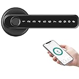 Cerradura biométrica de huellas dactilares para puertas de madera, Bluetooth electrónico, compatible con Tuya Smart Lock para mando a distancia, control de desbloqueo sin llave, color negro