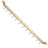 Kyraton Estante para utensilios de cocina con chapado en titanio dorado, organizador de rieles para cuchillos colgantes, riel de cocina gourmet montado en la pared con 14 ganchos