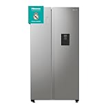 Hisense RS711N4WCE- Frigorífico Side by Side, Capacidad 547 L con 178.6 cm Alto, Metal Tech Cooling, Total No Frost, Dispensador de Agua & Hielo, Silencioso 38dB, Conectividad WiFi, Clase E, Inox