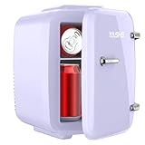 YASHE Mini nevera de 4 litros para cosméticos, bebidas, 220 V CA/12 V CC, refrigeración termoeléctrica y calefacción, nevera pequeña para dormitorio, oficina, dormitorio, coche, color morado