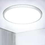 NIBSHOOM Plafon LED Techo Redonda Plana 6500K,18W/1800LM/IP44 Impermeable Lámpara de Techo,Modernos Sencillo Plafones para Techo LED para Baño Salon Cocina Dormitorio,220 * 17mm
