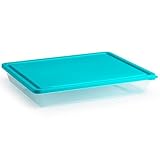 Tradineur - Pack de 4 bandejas frigoríficas de Almacenamiento con Tapa, plástico, Reutilizable, Guardar Alimentos, Fabricado en España - 26,5 x 22,5 x 4,5 cm - Tapa Color Aleatorio