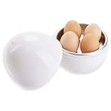 Cocedor de Huevos Microondas con depósito de agua, Microondas Hervidor de huevos vapor con Hervir en agua, para hasta 4 Huevos, Blanco