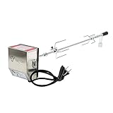 BBQ-TORO Asador Eléctrico Giratorio para Barbacoa | Juego con Brocheta de Parrilla de 90 cm | 2 Agujas para Carne y Motor 220V-240V | Pincho y Tenedores Giratorios | Agujas para Carne con Motor