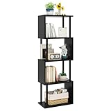 IBUYKE Libreria Estanteria Moderna,Librería En Forma De S De 5 Niveles,Estantería De Exposición,Librería Vertical Almacenaje para Sala De Estar, Dormitorio, Oficina En Casa, Negro WBC015B