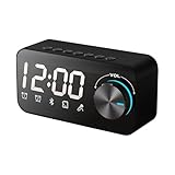 Colexy Altavoz Bluetooth con luz RGB y despertador doble, caja de música multifunción, caja de música portátil, controlador de graves duales, sonido estéreo de 360°, función manos libres para