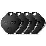 ATUVOS Buscador de Objetos Bluetooth 4 Pack, Smart Tracker Tag Compatible con Buscar Apple (Sólo iOS), Rastreador Localizador para Llaves, Maletas, Equipaje, Batería Reemplazable, Impermeable, Negro