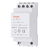 JIZZU Transformador 24v para Timbre 8V 12V, Transformador de Campana con Instalación en Carril DIN, Transformador de Timbre de Hasta 8VA Soporta Múltiples Salidas