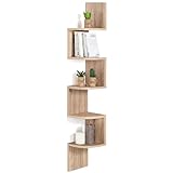 IDMARKET ISA - Estantería de pared esquinera (5 niveles), diseño de haya