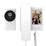 Winnes Timbre de Video inalámbrico para Exteriores, Pantalla IPS de 3,5 Pulgadas, videoportero 1080P con cámara, Audio bidireccional, visión Nocturna por Infrarrojos sin WiFi ni aplicación (White)