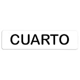 Becral® - Señal adhesiva de PVC CUARTO | Placa puerta PVC BLANCO | Señal informativa | Cartel Puerta 200X50mm