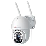 Ctronics Cámara de vigilancia Exterior 2K 4MP WiFi 2560x1440p PTZ WiFi IP Cámara Exterior con Seguimiento automático, detección de Personas, visión Nocturna Colorida, rotación de 355°/90°, Audio