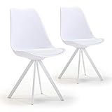 VS Venta-stock Set de 2 sillas Comedor Cross Estilo nórdico Blanco, certificada por la SGS, 54 cm (Ancho) x 49 cm (Profundo) x 84 cm (Alto)