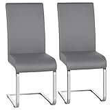 Yaheetech Set de 2 Piezas Sillas de Comedor Sillas de Oficina Conferencia Altura 47cm MAX Carga 135 kg Gris Claro