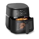 Philips Airfryer serie 2000 6,2L - 1700W de Potencia, Ventana transparente, Tecnología RapidAir, Pantalla táctil digital, 13 opciones de cocción, Hasta un 90% menos de grasa, Negro (NA230/00)