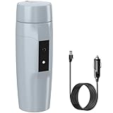 Hervidor de agua portátil de 12 V, hervidor eléctrico pequeño de viaje, calentador de agua rápido de 80 W, mini taza de café eléctrica para coche, apagado y reinicio automático, cable de alimentación