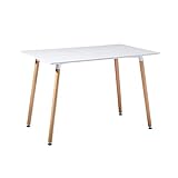EGGREE Mesa de comedor de madera rectangular, mesa escandinava, diseño de mesa de cocina para 2 4 personas, 110 x 70 x 72 cm, color blanco