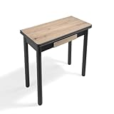MOMMAHOME® Mesa Cocina Extensible - Mesa Comedor Extensible, Mesa Plegable, Mesa Extensible, Mesa Comedor Moderna Extensible, Color Roble Rustico//Negro, Pompeya, Medidas 80x40/80x78 cm