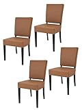 t m c s Tommychairs - Set 4 sillas Genny para Cocina, Comedor, Bar y Restaurante, solida Estructura en Madera de Haya Color wengué y Asiento tapizado en Polipiel Cuero