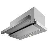 Cecotec Campana Extractora Telescópica 60 cm Bolero Flux TLM 603500 Inox A. Motor 70W, Potencia Succión 350m3/h, Control Mecánico, 2 Niveles de Potencia, Luz y Filtro de Carbono, Acabado Inox