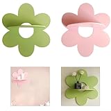 Estante de madera con forma de flor, estilo dinámico de margaritas, añade encanto a tu espacio (verde)