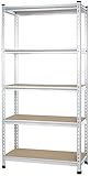 Amazon Basics Estantería con 5 baldas, de rejilla de cartón prensado, de doble poste, con varios estantes, de resistencia mediana, 91 x 45 x 182 cm, Aluminio