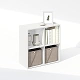 Furinno Pelli Armario Cúbico Librería Estantería, 4 Cubes, Blanco
