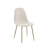 KLAST Silla de Comedor tapizada en Polipiel Beige con Pata Natural