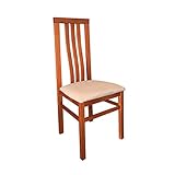 Sueña y Descansa Silla de Madera de Haya en Color Cerezo tapizada en Beis (2 Unidades)