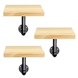 Navaris Set de 3x balda de madera - Estanterías flotantes de pared para adornos - Repisas modernas para cocina dormitorio o baño - En marrón claro