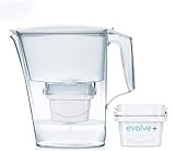 Aqua Optima Título estándar-Jarra de agua Liscia + 1 1 filtro Evolve de 30 días. 1 pack mensual, blanco, 2,4 litros, 150x266x258