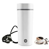 Pequeño hervidor De Agua Portátil,450 ML 220 V/300W Hervidor De Viaje,Hervidor De Agua Portatil Electrico,Mini Taza De Agua Eléctrica Para Té,Leche,Café(Blanco)