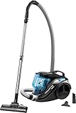 Rowenta RO 3731EA Juego Repuesto (750 W = 2000 W, Filtro de Alta eficiencia, 3 Etiquetas de energía A, aspiradora sin Bolsa, Precio de actuación), Color Azul, plástico, Beige, Negro