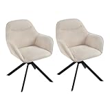 Goeurvant Juego de 2 sillas de Comedor Giratoria Beige con Reposabrazos Sillas de Salon Sillas Cocina Tapizadas de Poliéster de Metal Negro