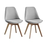 SHIITO | Modelo Otto - Pack de 2 Sillas de Comedor de Estilo Nórdico | Tapizadas con Tela | 41.5 x 43 x 83 - Color Gris | Diseño Sencillo y Elegante | con Patas de Haya