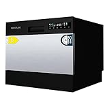 Cecotec Lavavajillas Compacto Libre Instalación 6 cubiertos Bolero Aguazero 2300 Inox. 6 Cubiertos, 8 Programas, Clase D, Touch Panel a Color, Delay Start, Función Pre-Wash, Dry+, Germ Shield