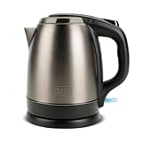 BLACK+DECKER BXKE2202E - Kettle. Hervidora de agua.2200W.1.2L. Base giratoria 360º apta para zurdos. Mango ergonómico. Apagado automático. Nivel agua visible. Botón de apertura. Luz de funcionamiento.