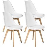 T-LoVendo Pack de 4 Sillas Comedor Nórdico, Sillas de Cocina Nórdicas con Patas de Madera Maciza de Haya y Asiento Acolchado y Tapizado, Respaldo Ergonómico