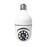 2023 Nuevo Cámara segura inalámbrica WiFi Cámara de vigilancia HD Nightvision Light E27 Plug Nightvision 1080P al aire libre 360 ° Enchufe panorámico Smart Home Secure Laptop Altavoz y micrófono