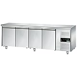 GGM Gastro Congelador Mesa ECO - 4 Puertas - 553 Litros - 675 W - Eficiencia Energética - Ideal para Restaurantes, Catering y Uso Comercial - Acero Inoxidable - GTS227ND