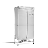 InnovaGoods® Secadora de ropa portátil, Capacidad 15Kg, Temporizador 30-180 min, Temperatura máx. 70ºC, esteriliza y elimina olores, tendedero Secadora 4 ruedas para facilitar su movilidad. Gris